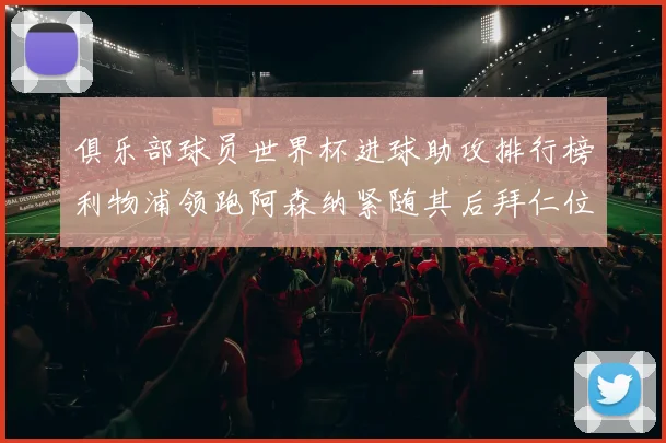 俱乐部球员世界杯进球助攻排行榜利物浦领跑阿森纳紧随其后拜仁位列第三